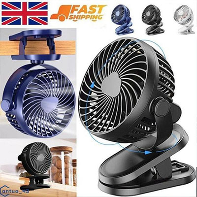 Portable 3 Speeds USB Rechargeable Mini Cooling Fan Clip On Desk Baby Stroller — FM