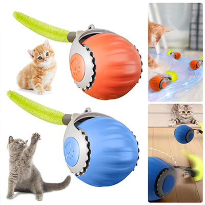 Ball Speedy Tail Cat Toy,USB Rechargeable Smart Cat Toy Ball,Automatic Moving Cat Toy Ball with Tail,Three Mode Switching interactive cat ball, for Indoor/Outdoor Cats Toy — FM